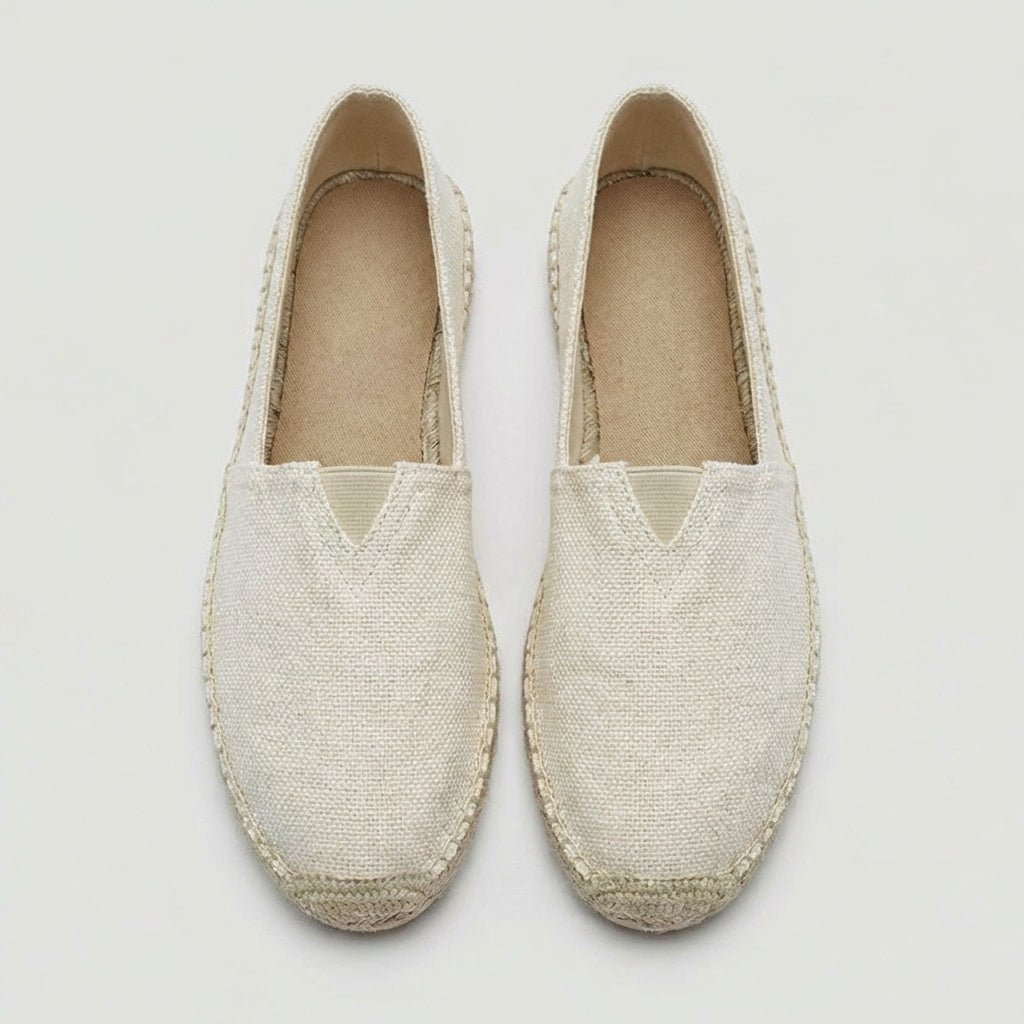 Men Linen Espadrilles Slip On Loafers Skor