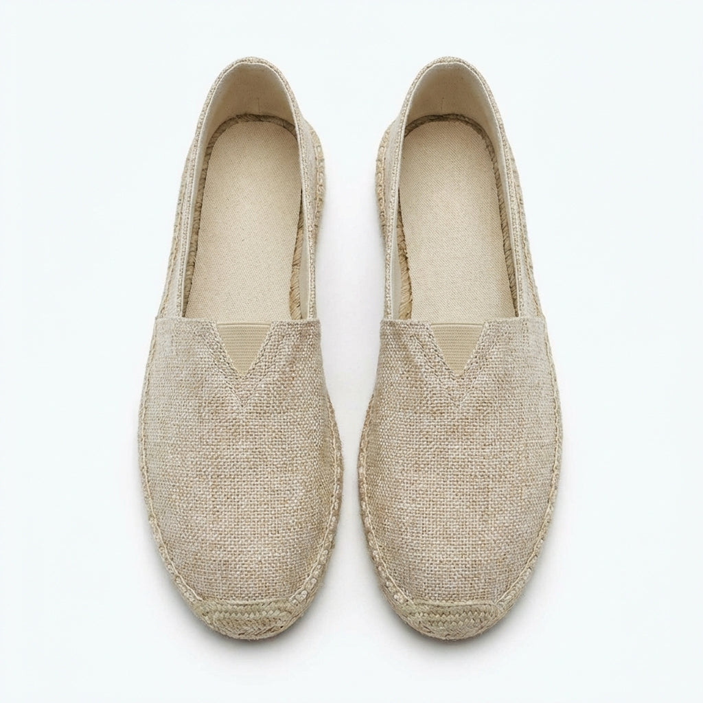 Men Linen Espadrilles Slip On Loafers Skor