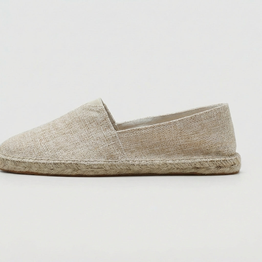 Men Linen Espadrilles Slip On Loafers Skor