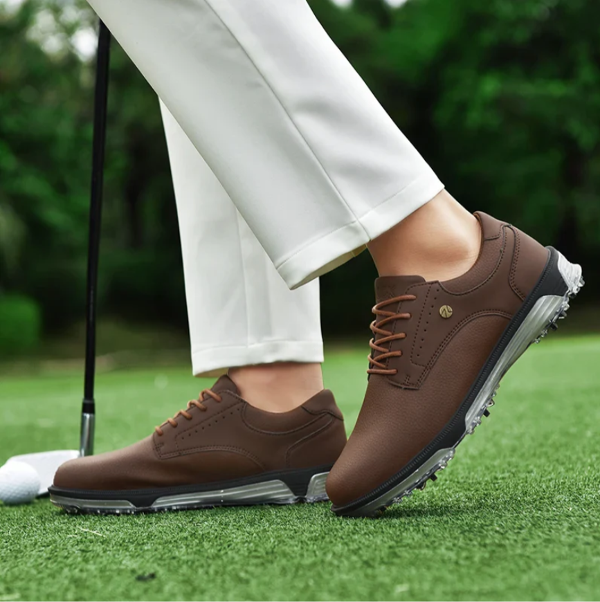 Scarpe da golf da uomo antiscivolo e impermeabili – Pelle pieno fiore, ammortizzazione avanzata