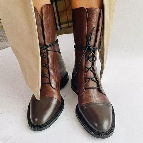 Women's Comfort Lace-Up Ankle Boots – Sturdy Support Sole, Secure Closure