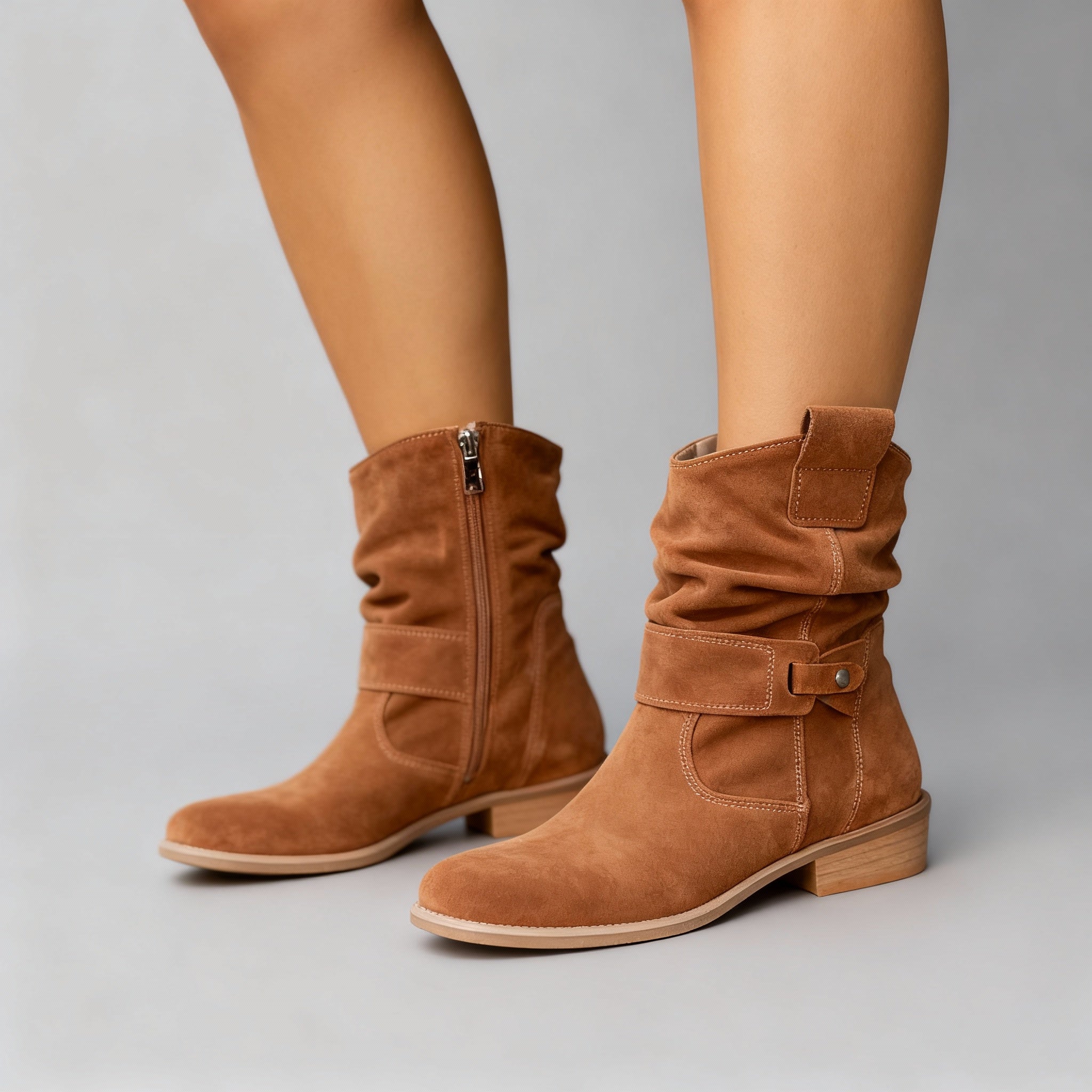 Women's Orthopedic Slouch Ankle Boots – Cushioned Support, Side Zip
