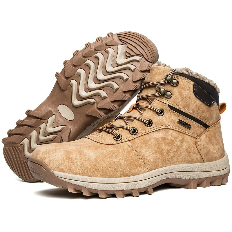 Men's Non-Slip Warm Lined Hiking Shoes – Lace-Up Closure, Durable Finish