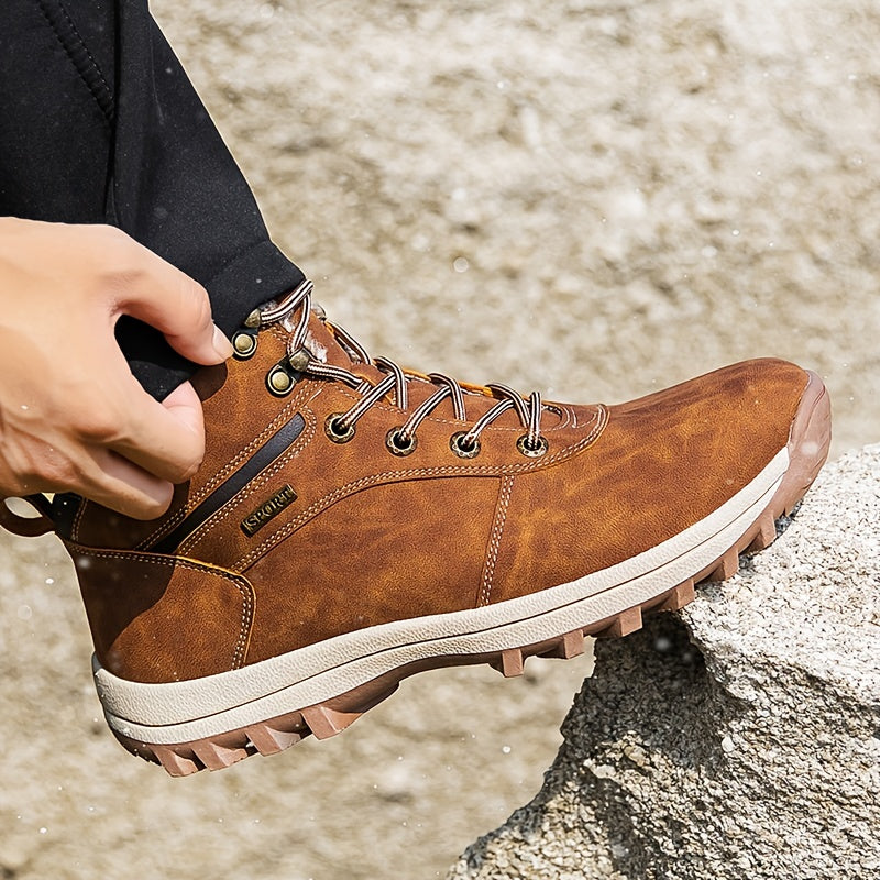 Chaussures de randonnée chaudes et antidérapantes pour homme – fermeture à lacets, finition durable