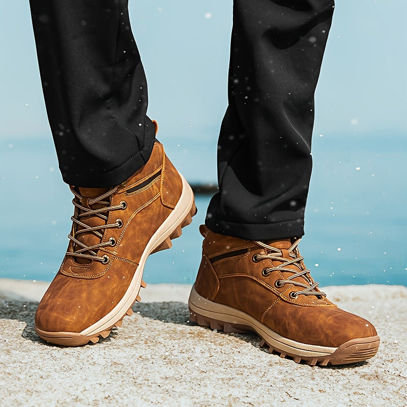 Chaussures de randonnée chaudes et antidérapantes pour homme – fermeture à lacets, finition durable