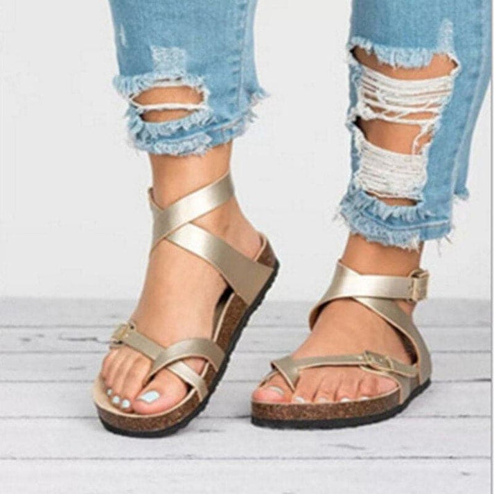 Breathable Strappy Sandals with Ergonomic Cork Base