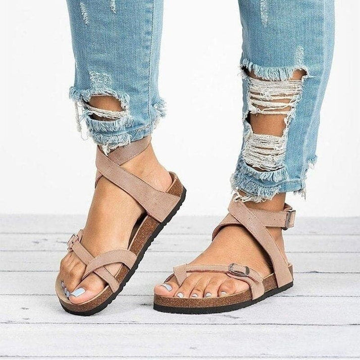 Breathable Strappy Sandals with Ergonomic Cork Base