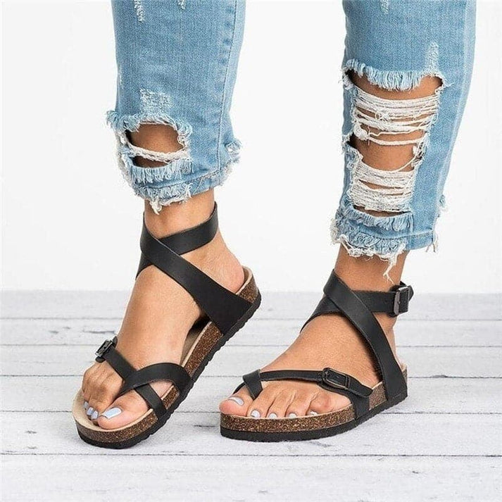 Breathable Strappy Sandals with Ergonomic Cork Base