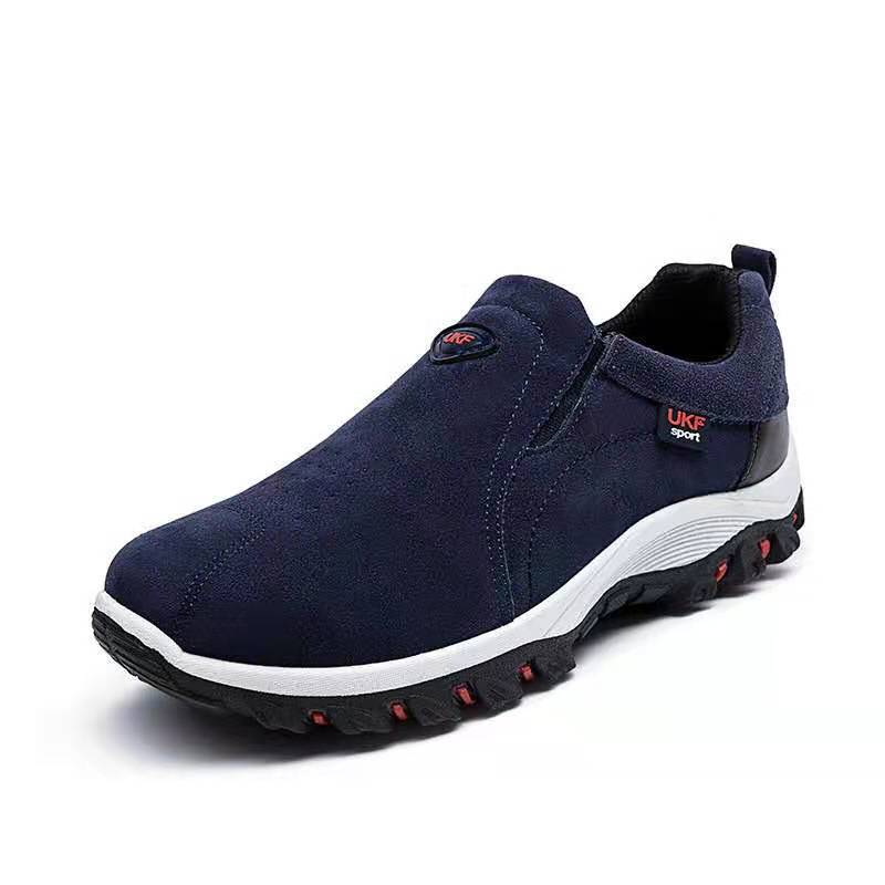 Mäns promenadskor vattentäta läderskor slip-on utomhus vandringssneakers