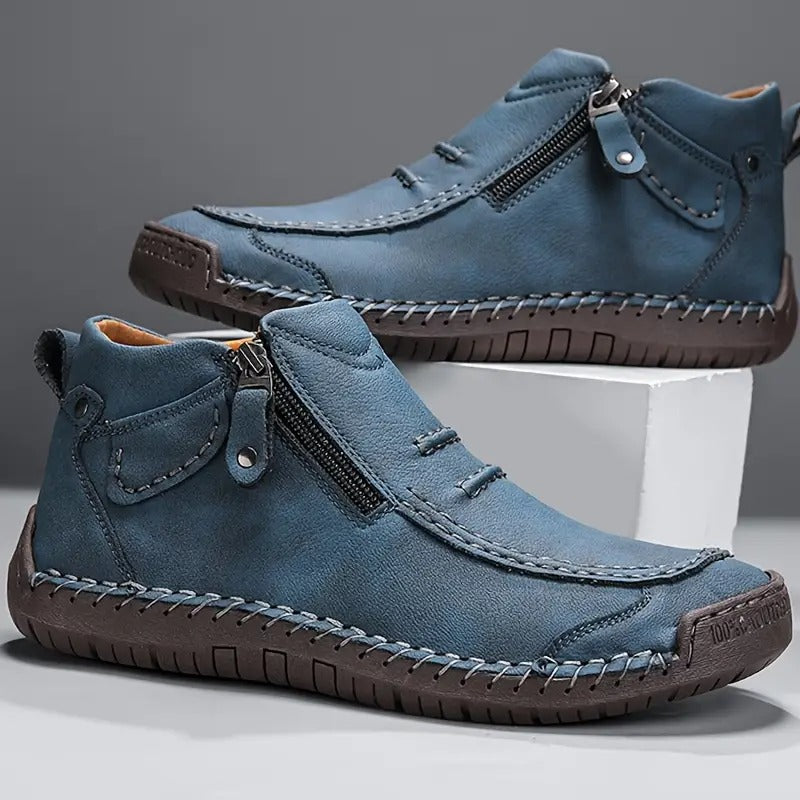 Scarpe ortopediche ed ergonomiche da uomo – chiusura con cerniera laterale, design con supporto dell’arco plantare