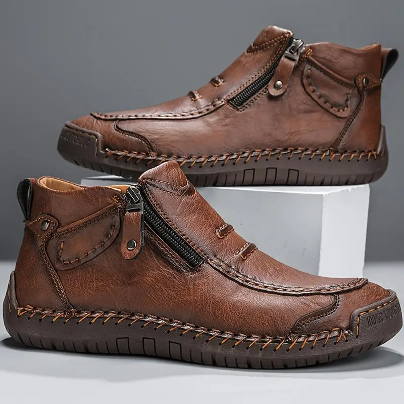 Scarpe ortopediche ed ergonomiche da uomo – chiusura con cerniera laterale, design con supporto dell’arco plantare