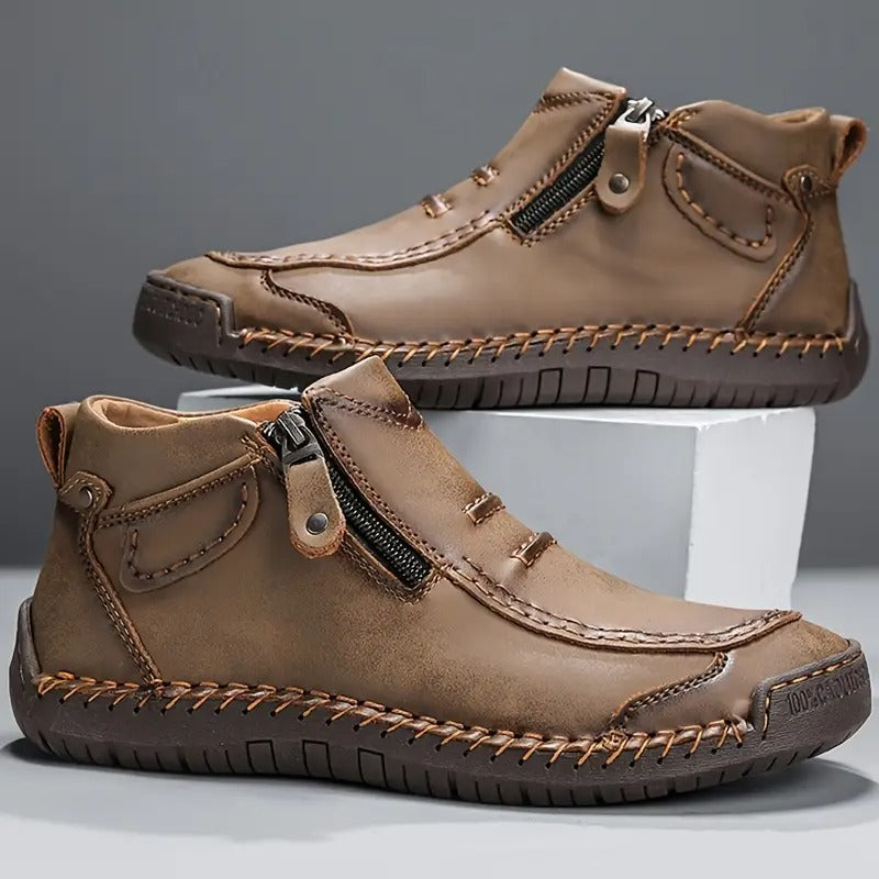 Scarpe ortopediche ed ergonomiche da uomo – chiusura con cerniera laterale, design con supporto dell’arco plantare