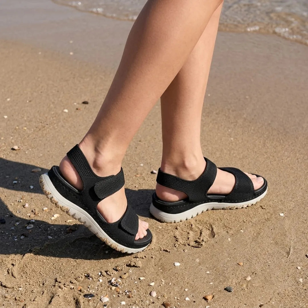 Sandales orthopédiques pour femmes à double bride en maille