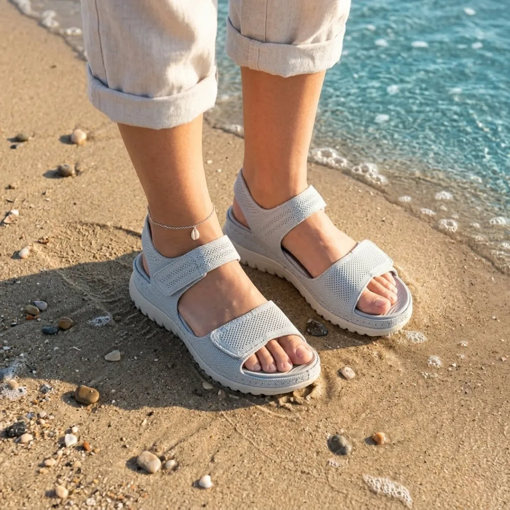 Sandales orthopédiques pour femmes à double bride en maille