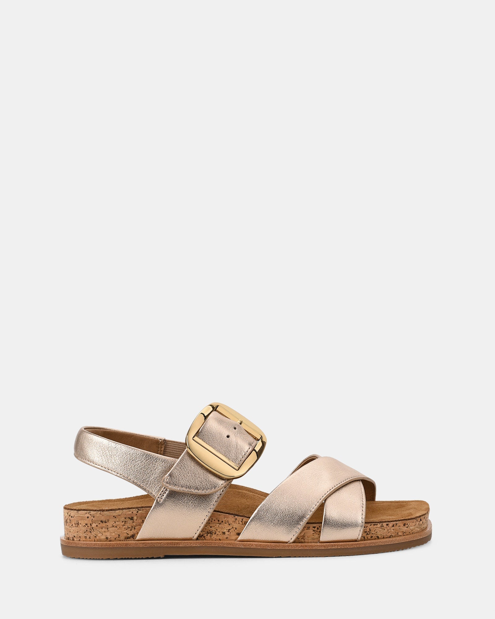 Sandalias para mujer con tiras cruzadas y hebilla