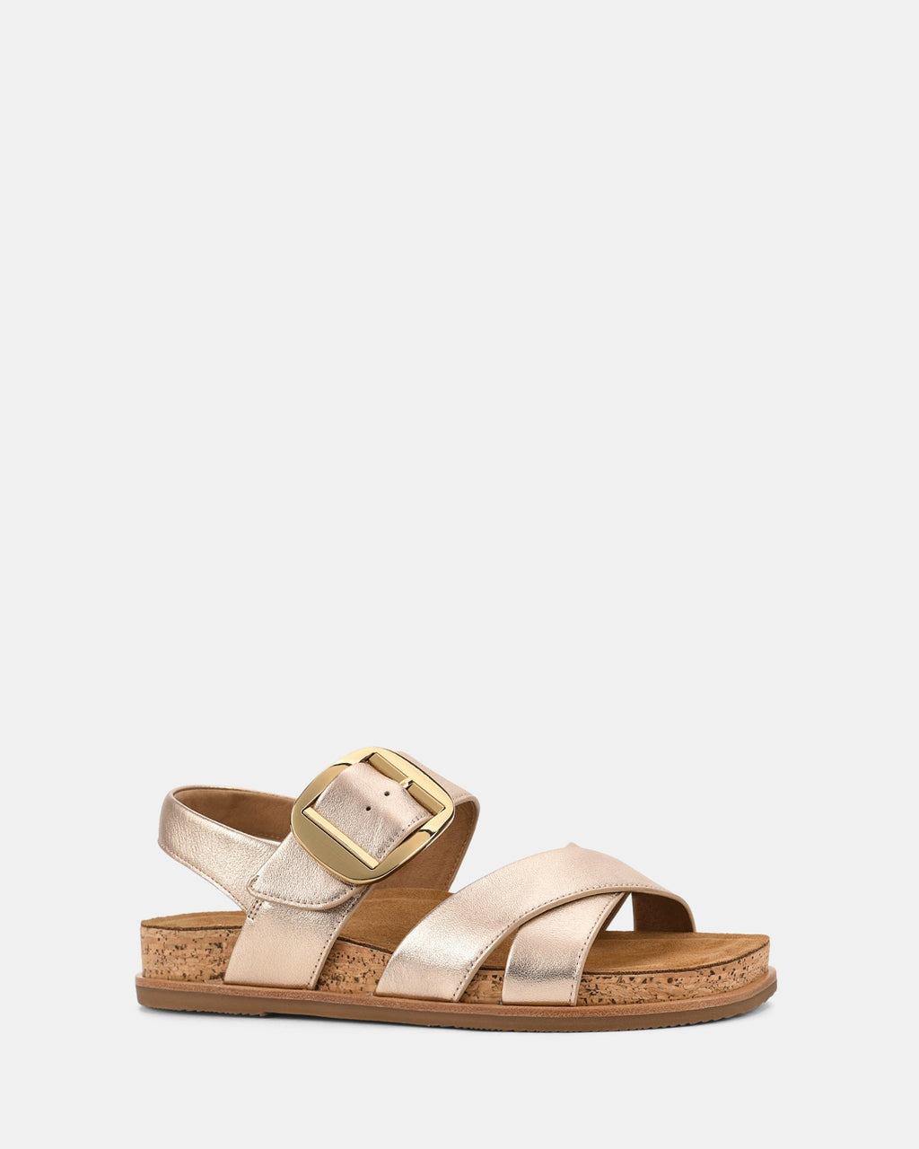 Sandalias para mujer con tiras cruzadas y hebilla