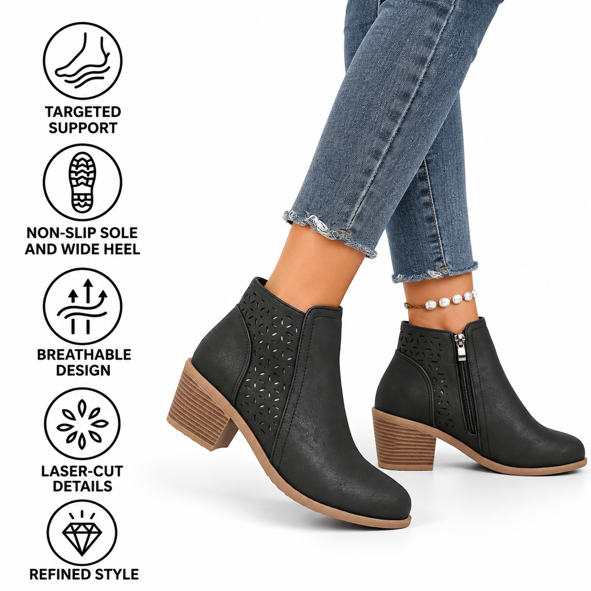Botines ortopédicos para mujer – Soporte específico para el arco, estabilidad antideslizante
