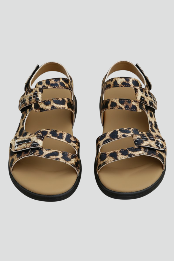 Sandales à talons pour femmes, imprimé animal, multi-brides, bout ouvert, chaussures de soirée