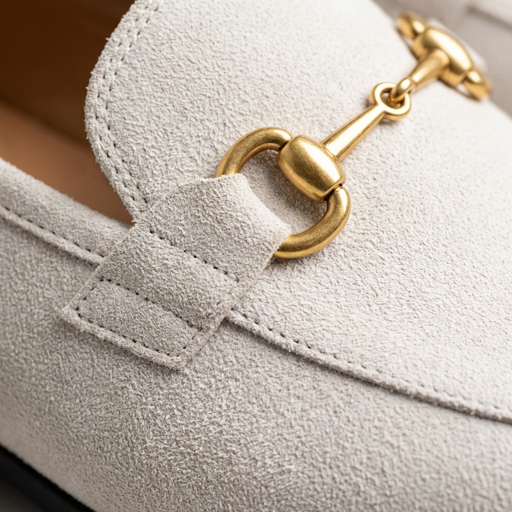 Men’s Pointed Toe Loafers Microfiber Leather Slip-On Moccasins with Metal Buckle