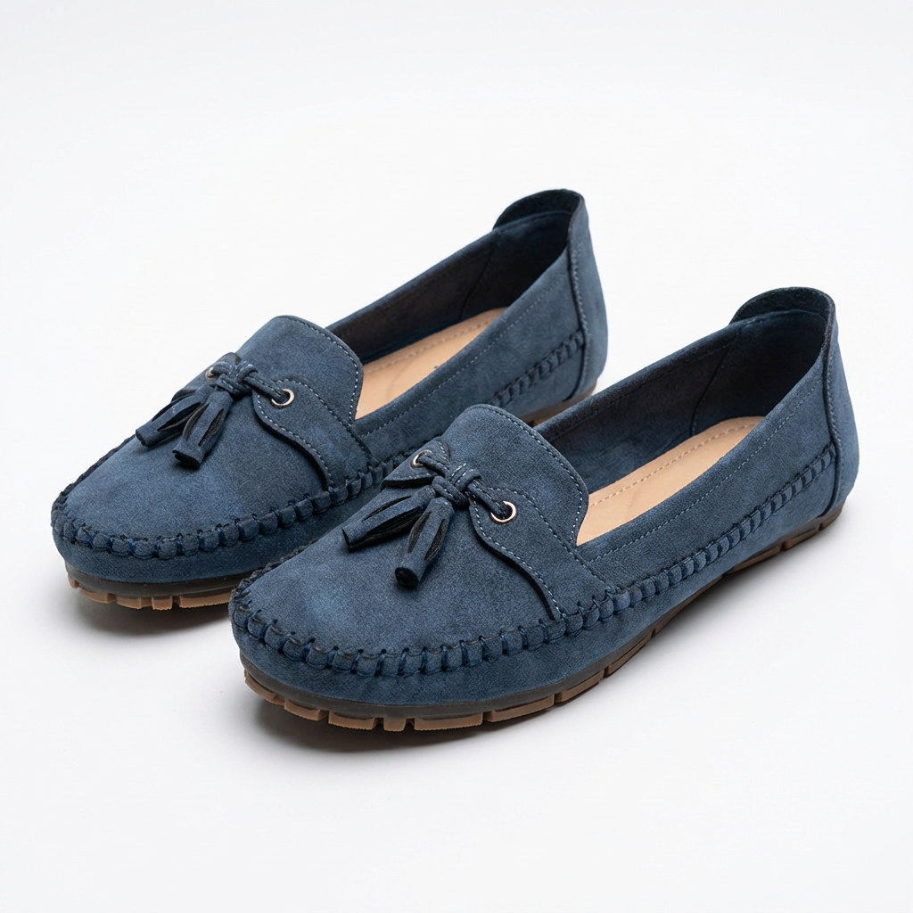 Women’s Slip-On Loafers PU Leather Ballet Flats with Decorative Tassels and Rubber Sole