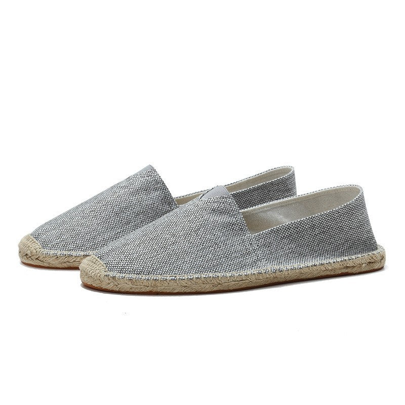 Men Linen Espadrilles Slip On Loafers Skor