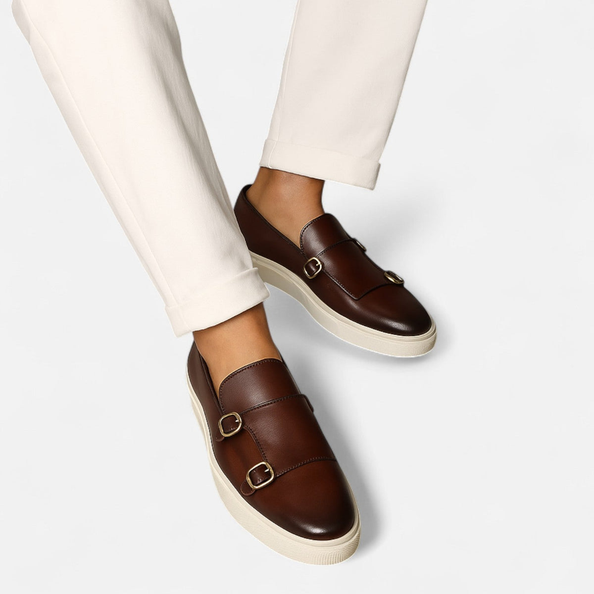 Herre-loafers i ægte læder med komfort - metaldetalje med spænde, slip-on-design