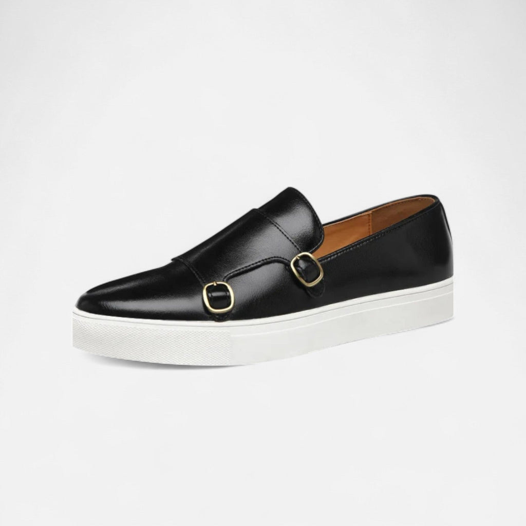 Herre-loafers i ægte læder med komfort - metaldetalje med spænde, slip-on-design