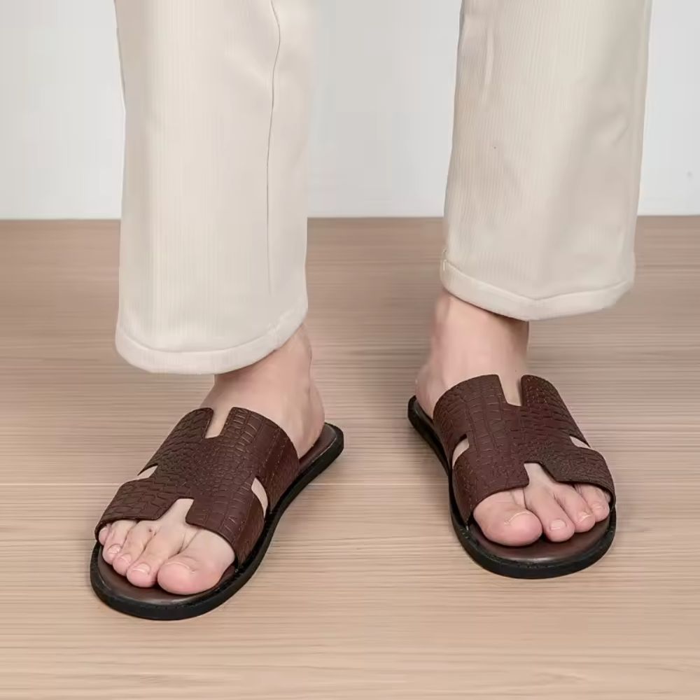 Men's lädersandaler för vardagsbruk, slip-on.