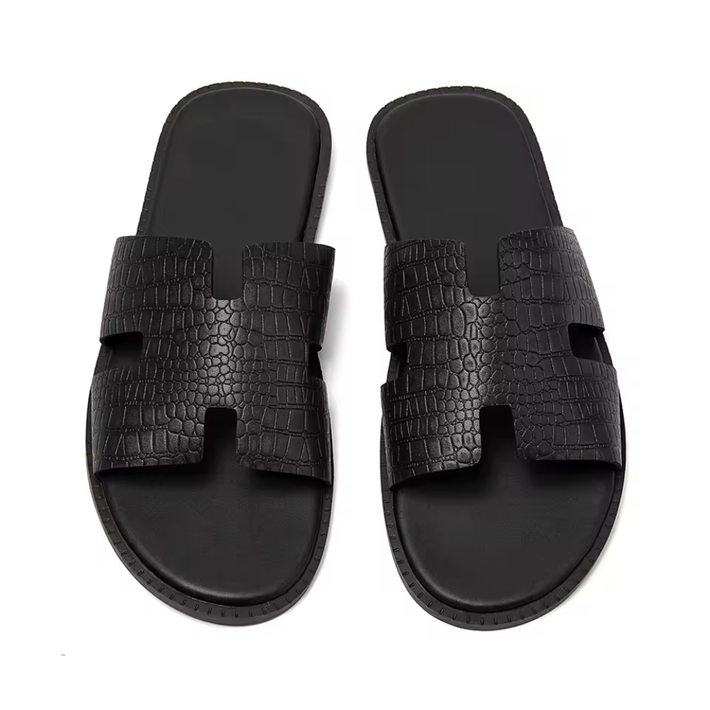 Men's lädersandaler för vardagsbruk, slip-on.