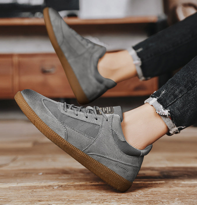 Zapatillas para hombre, zapatos casuales para caminar de cuero de vaca retro y transpirables