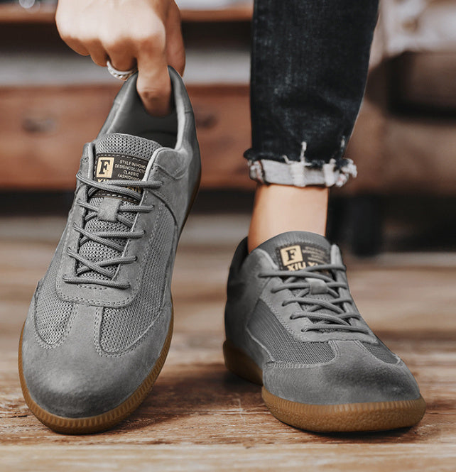 Zapatillas para hombre, zapatos casuales para caminar de cuero de vaca retro y transpirables