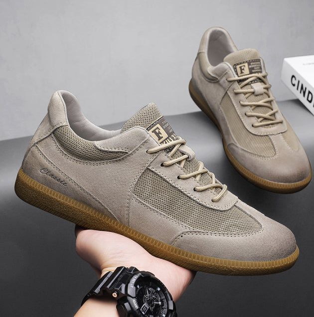 Zapatillas para hombre, zapatos casuales para caminar de cuero de vaca retro y transpirables