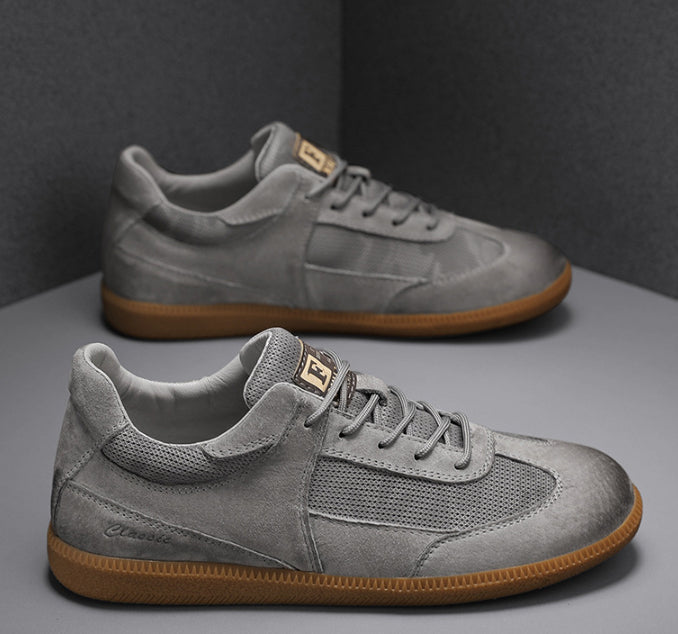 Zapatillas para hombre, zapatos casuales para caminar de cuero de vaca retro y transpirables