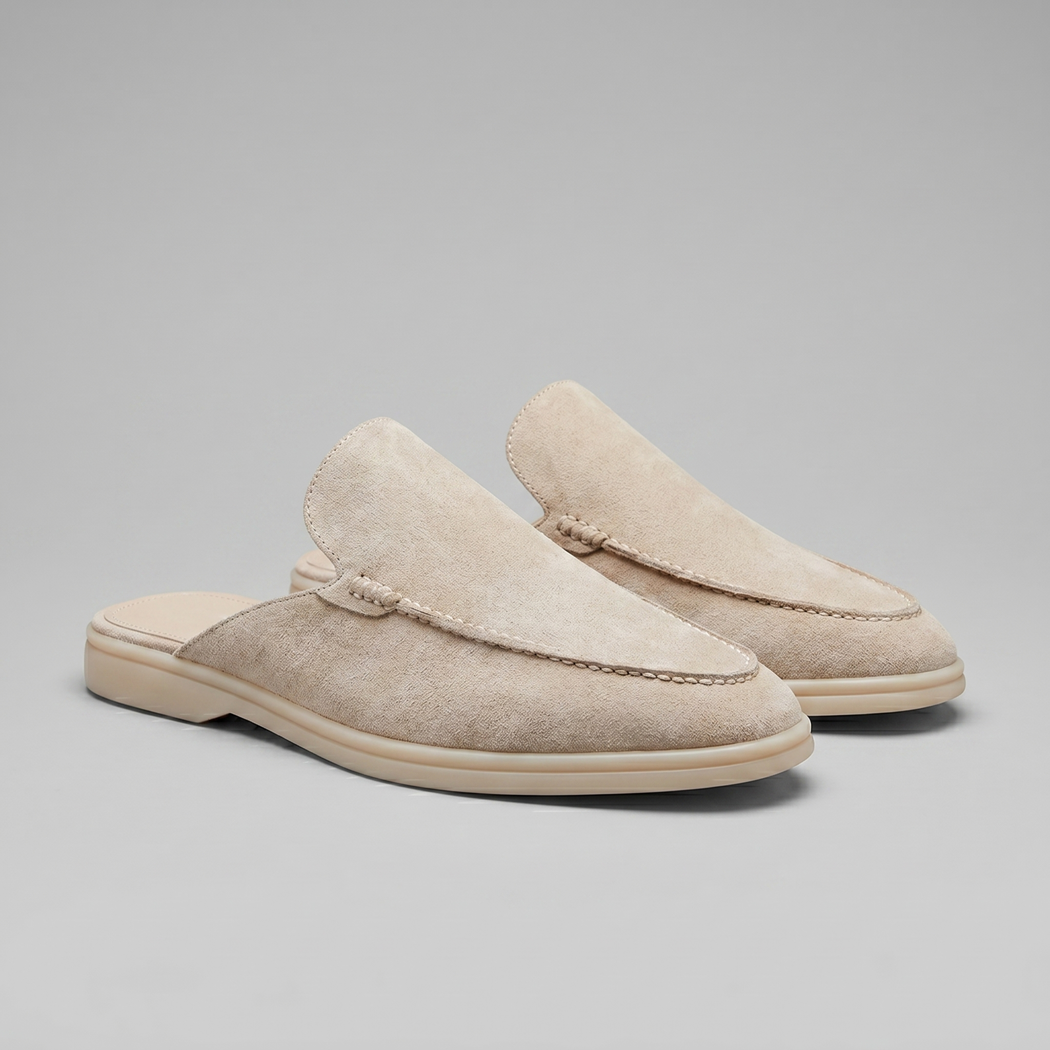 Mocasines para hombre tipo mule de ante sin talón y sin cordones