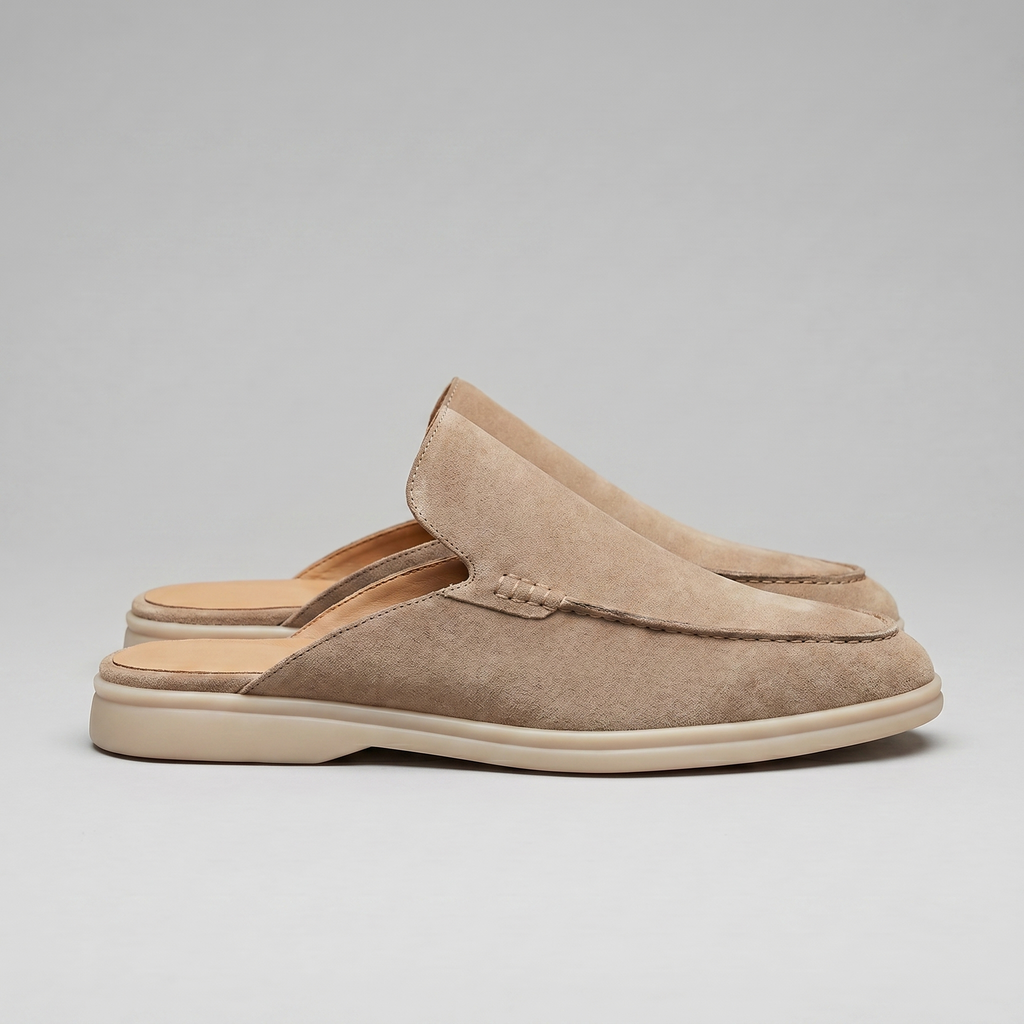 Men's Loafer Mules Suede Slip-On Backless Shoes