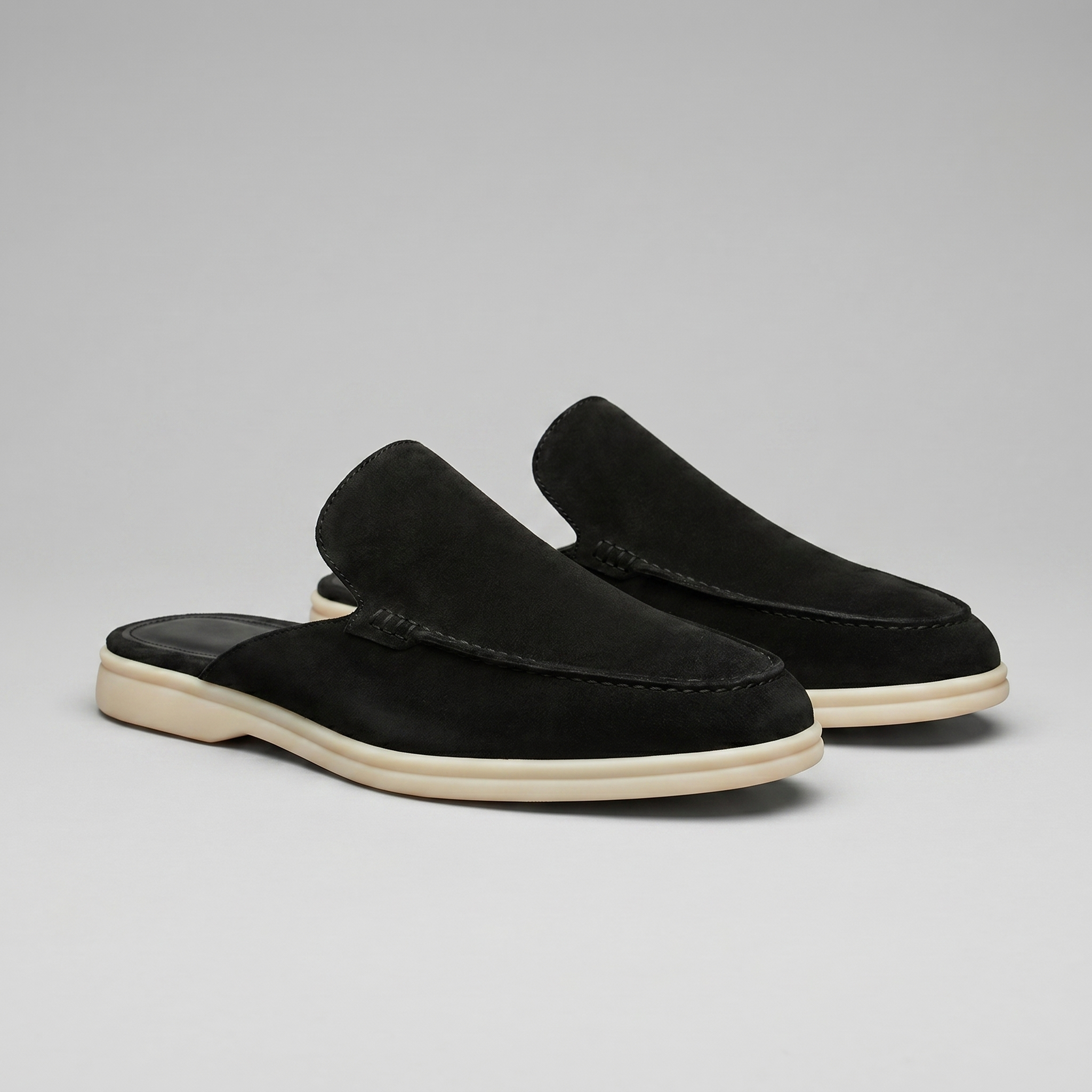 Mocasines para hombre tipo mule de ante sin talón y sin cordones