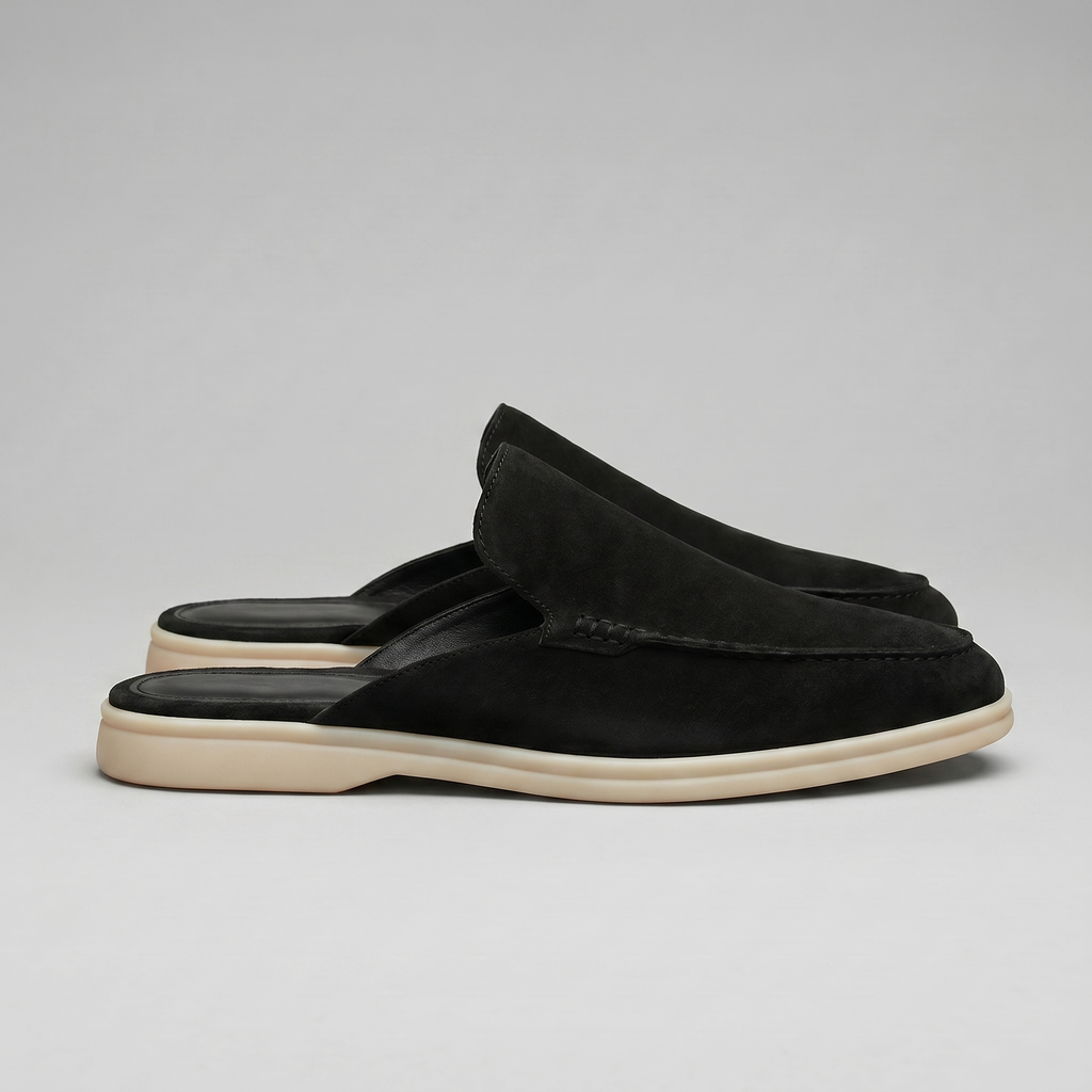 Men's Loafer Mules Suede Slip-On Backless Shoes