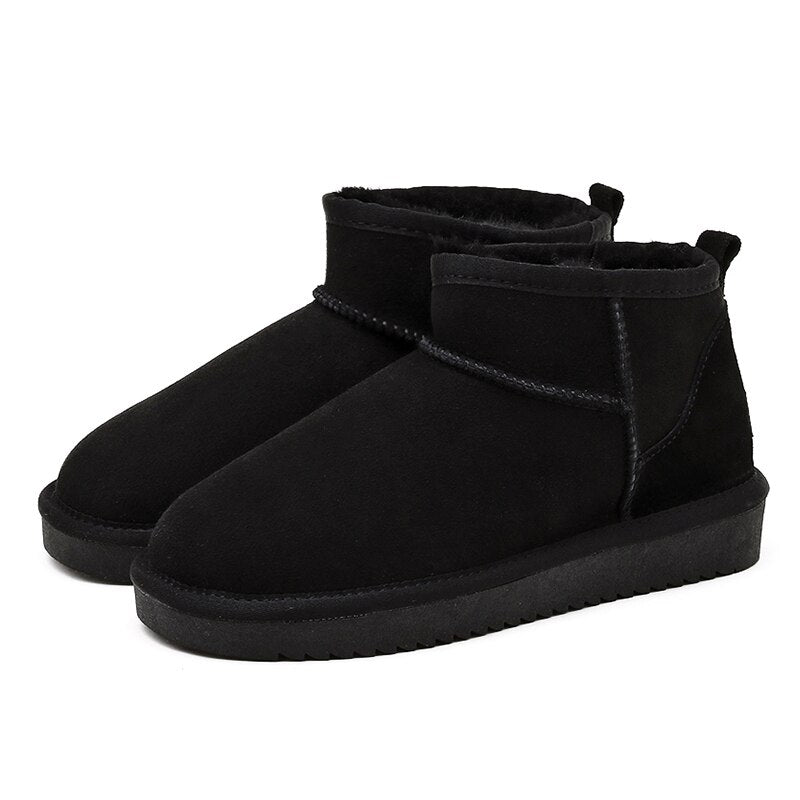 Women's Comfort Slip-On Mini Boots – Warm Plush Lining, Stable Flat Sole