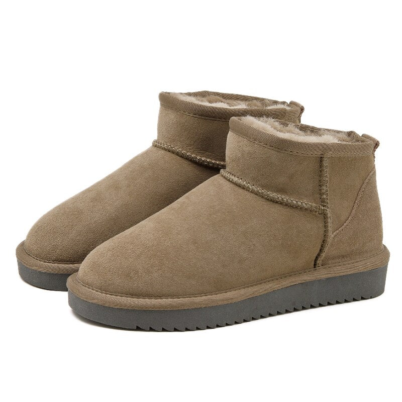 Women's Comfort Slip-On Mini Boots – Warm Plush Lining, Stable Flat Sole