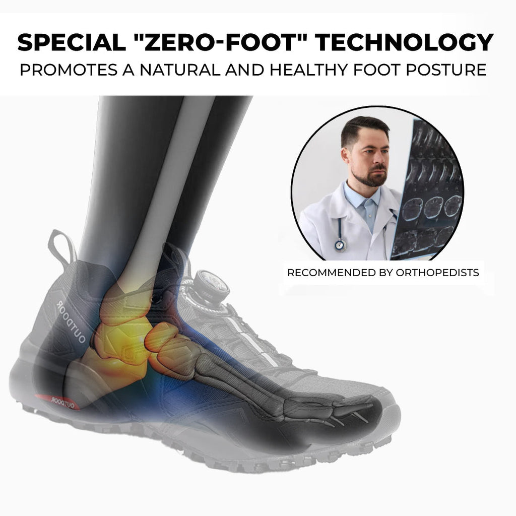 Chaussures orthopédiques de randonnée pour hommes, baskets en cuir avec soutien de la voûte plantaire et fermeture éclair