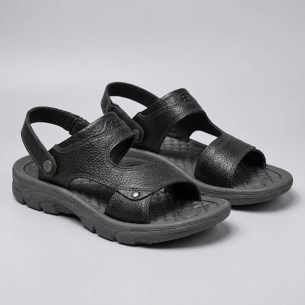 Sandales de plage orthopédiques en cuir pour homme, à bout ouvert, bride arrière, chaussures confortables pour la marche