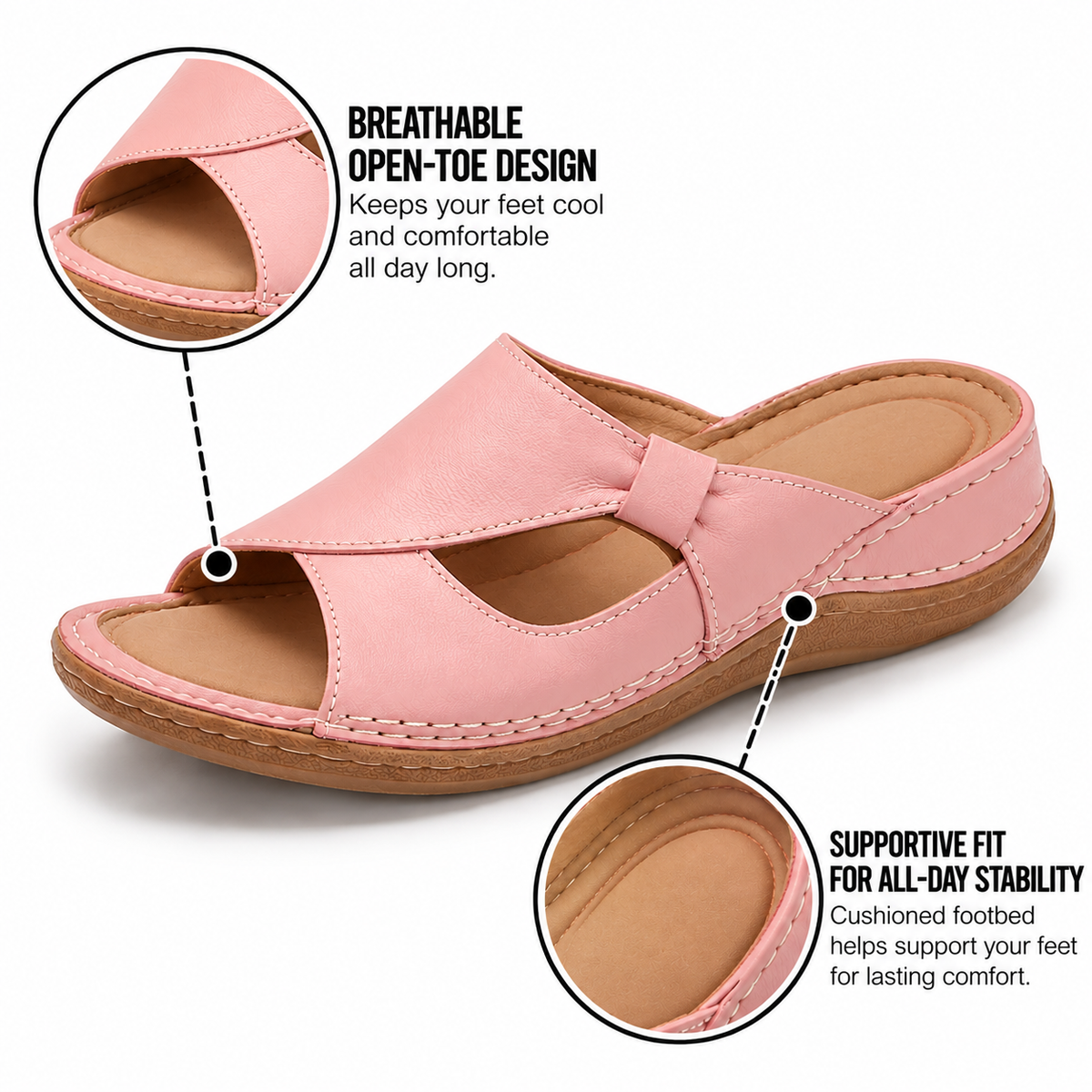 Sandalias ortopédicas para mujer con diseño abierto y ajuste cómodo