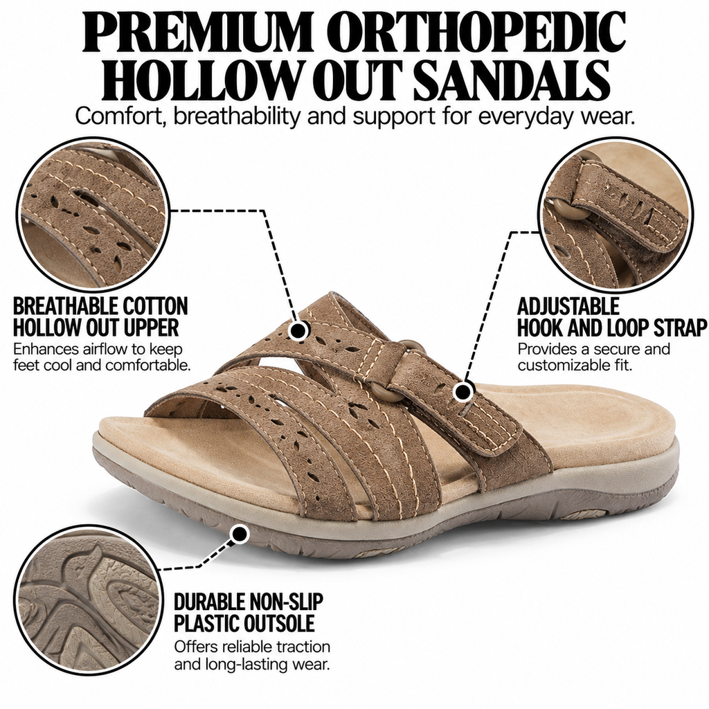 Sandales orthopédiques de marche pour femmes Bride réglable à scratch Chaussures plates confortables