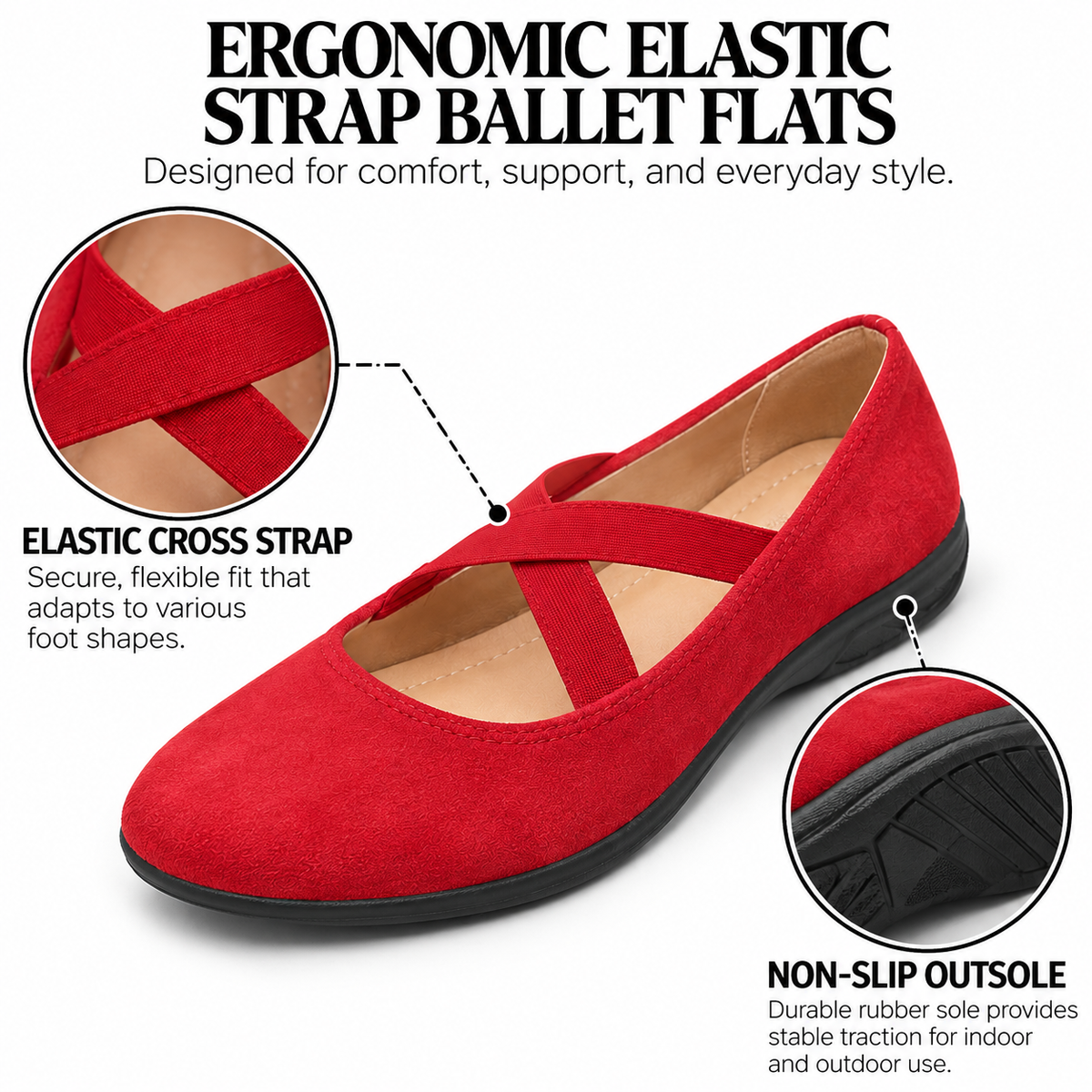 Women's Velvet Mary Jane Flats – Orthopedic Comfort & Cross-Strap Design
