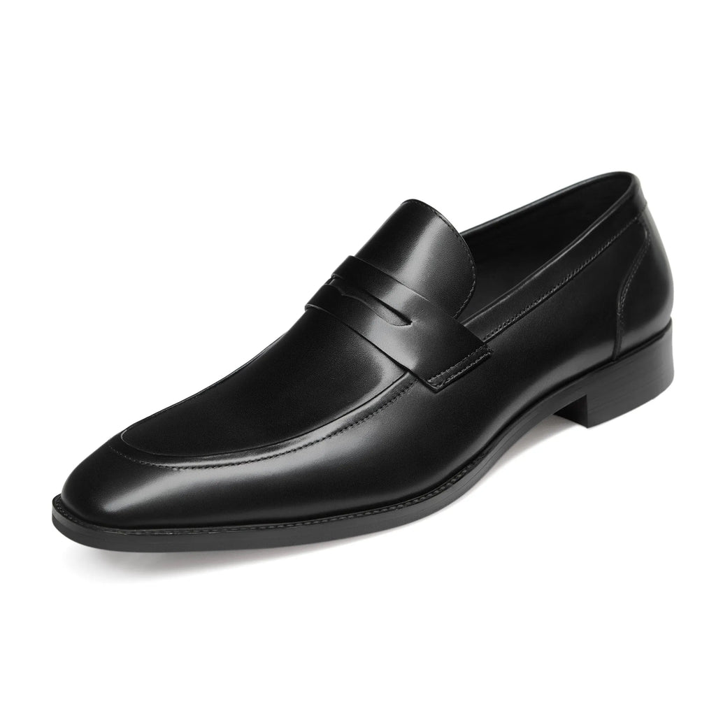 Mocassins pour hommes en cuir véritable avec design sans lacets et finition polie