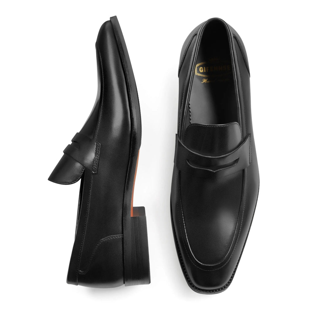 Mocassins pour hommes en cuir véritable avec design sans lacets et finition polie