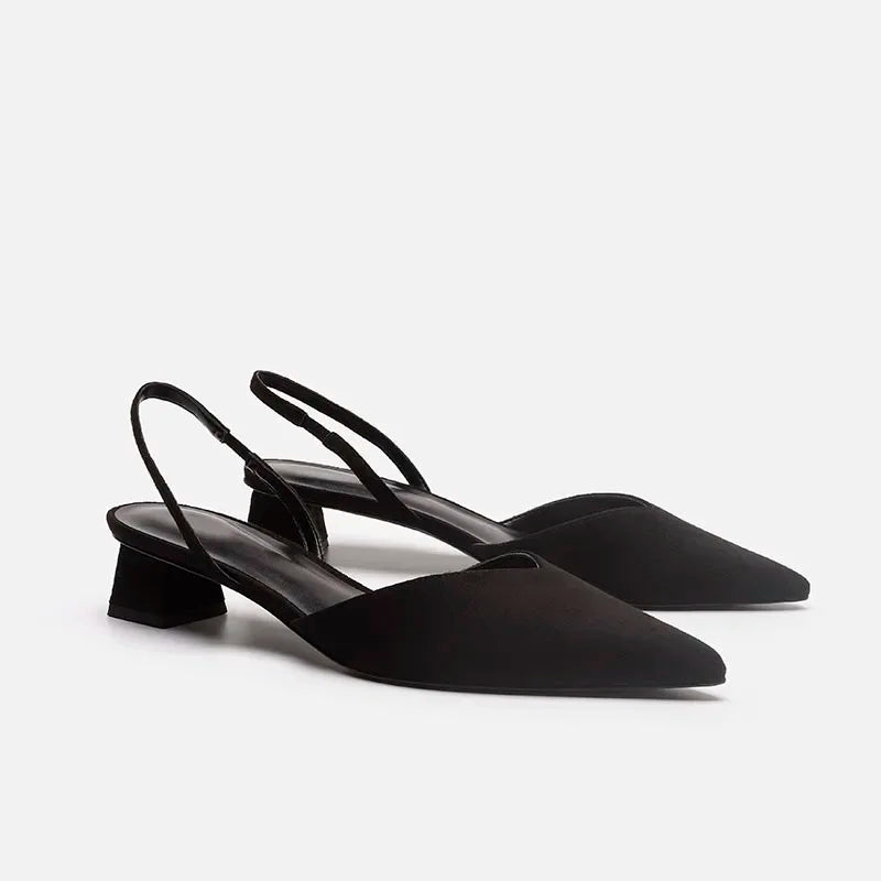Women's Sandals Pointed Toe Slingback Low Square Heel Pumps
