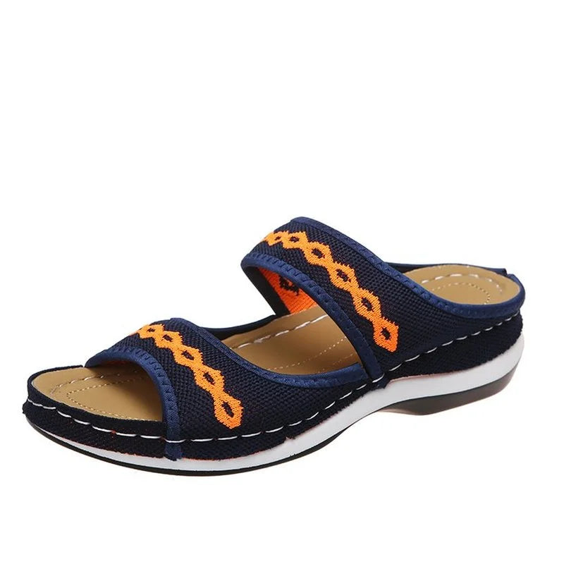 Orthopedic Sandals Women's Breathable Mesh Open Toe Wedge Slippers
