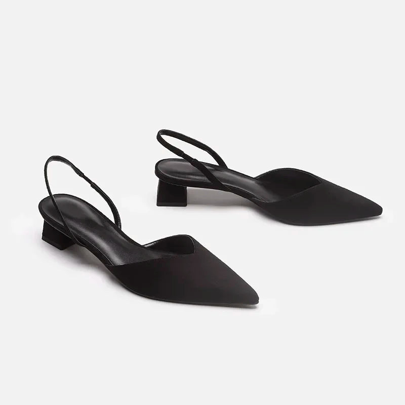 Women's Sandals Pointed Toe Slingback Low Square Heel Pumps