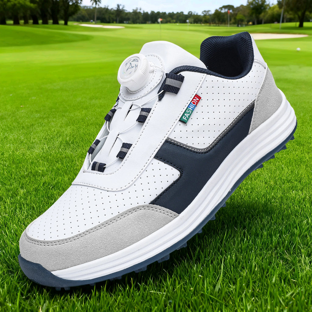 Pánské protiskluzové kožené golfové boty – odolná podešev z TPR, stélka z PU